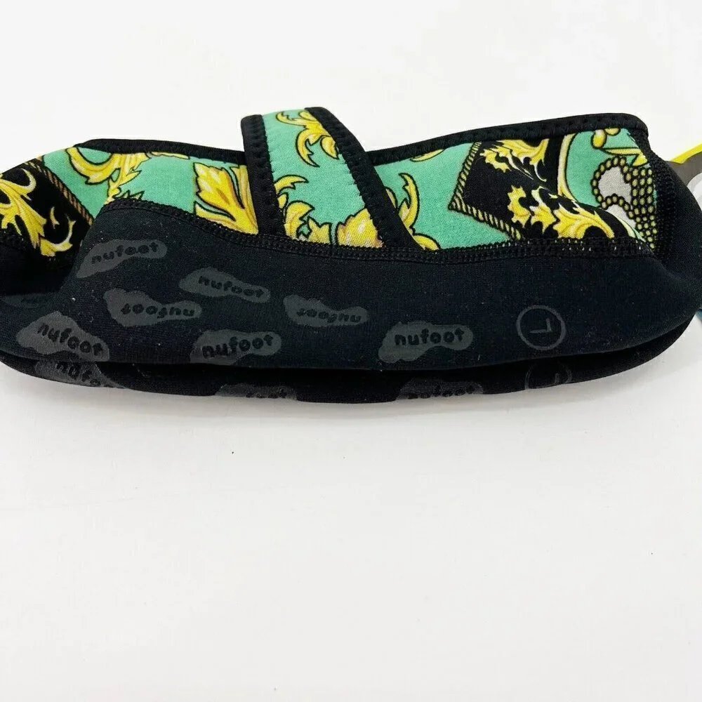NWT Nufoot Green Baroque Barefoot Shoe Socks Size Large
